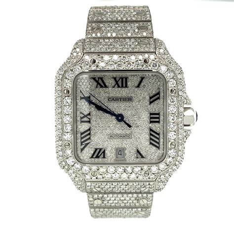 cartier watch with diamonds|full diamond cartier watch.